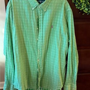 Ralph Lauren Green Gingham Button-Down Shirt
